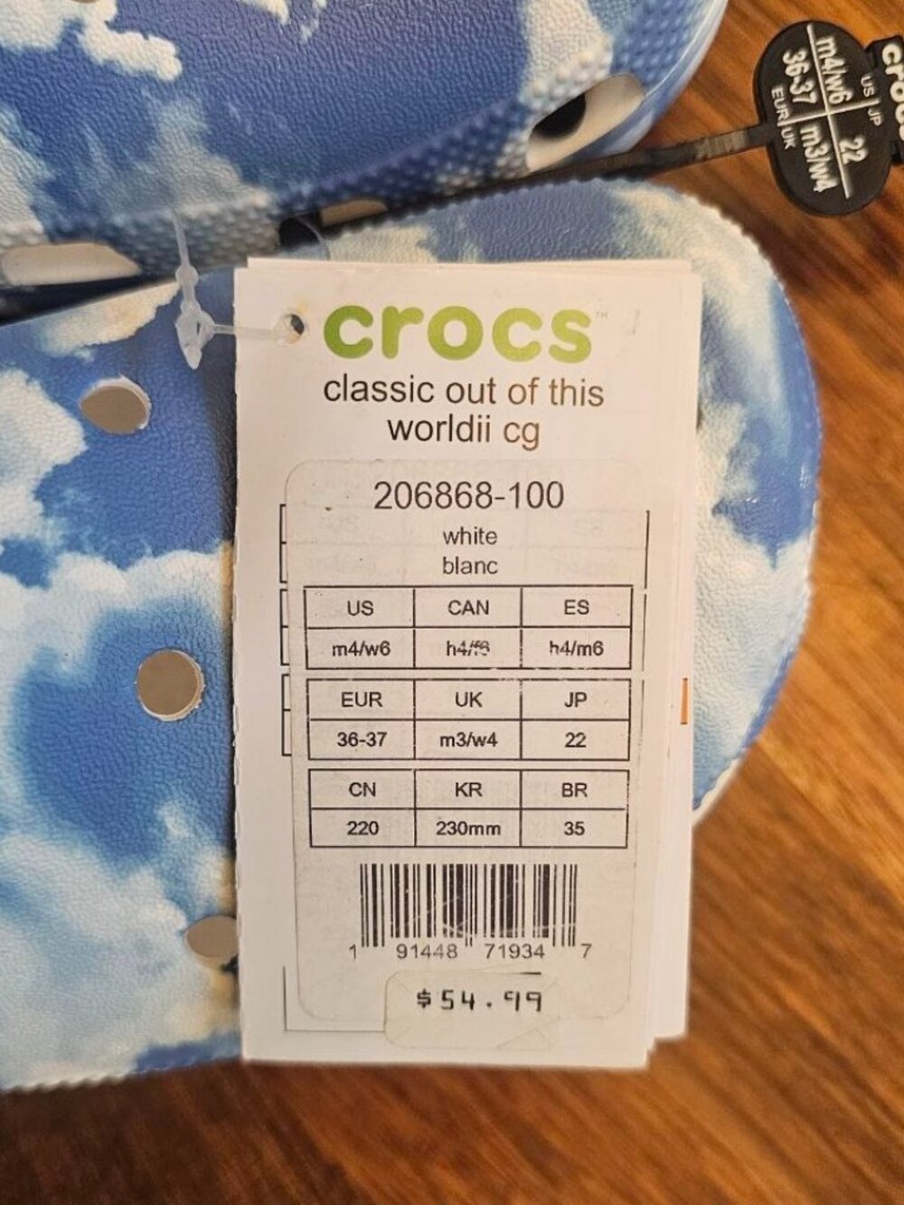 Brand New crocs Classic Out of this Worldii CG -Size 6 Women Blue/White - Picture 8 of 10